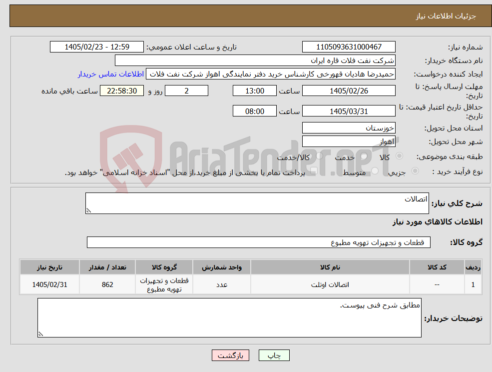 تصویر کوچک آگهی نیاز کالا-اتصالات