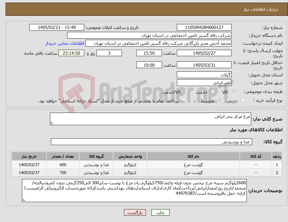 تصویر کوچک آگهی نیاز کالا-مرغ مرکز بندر انزلی