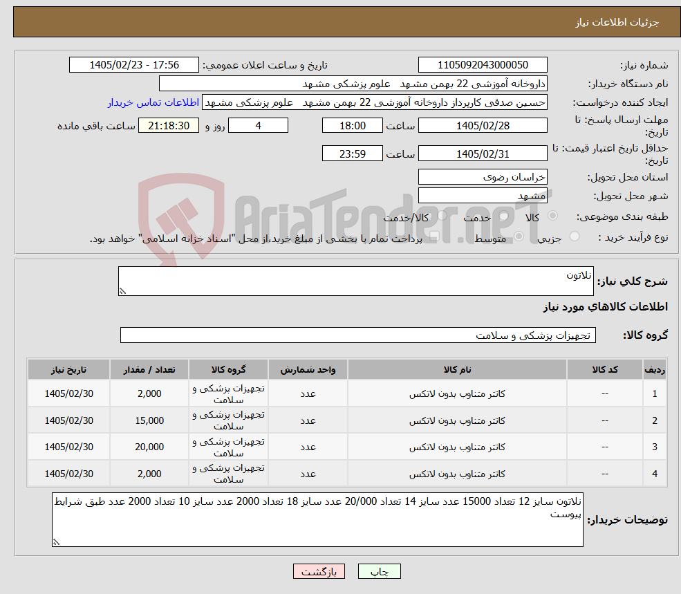 تصویر کوچک آگهی نیاز کالا-نلاتون 