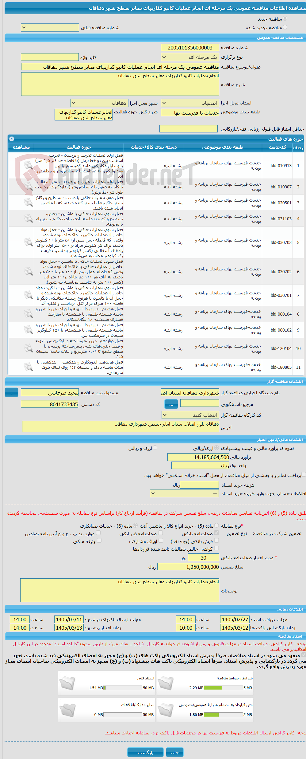 تصویر کوچک آگهی مناقصه عمومی یک مرحله ای انجام عملیات کانیو گذاریهای معابر سطح شهر دهاقان