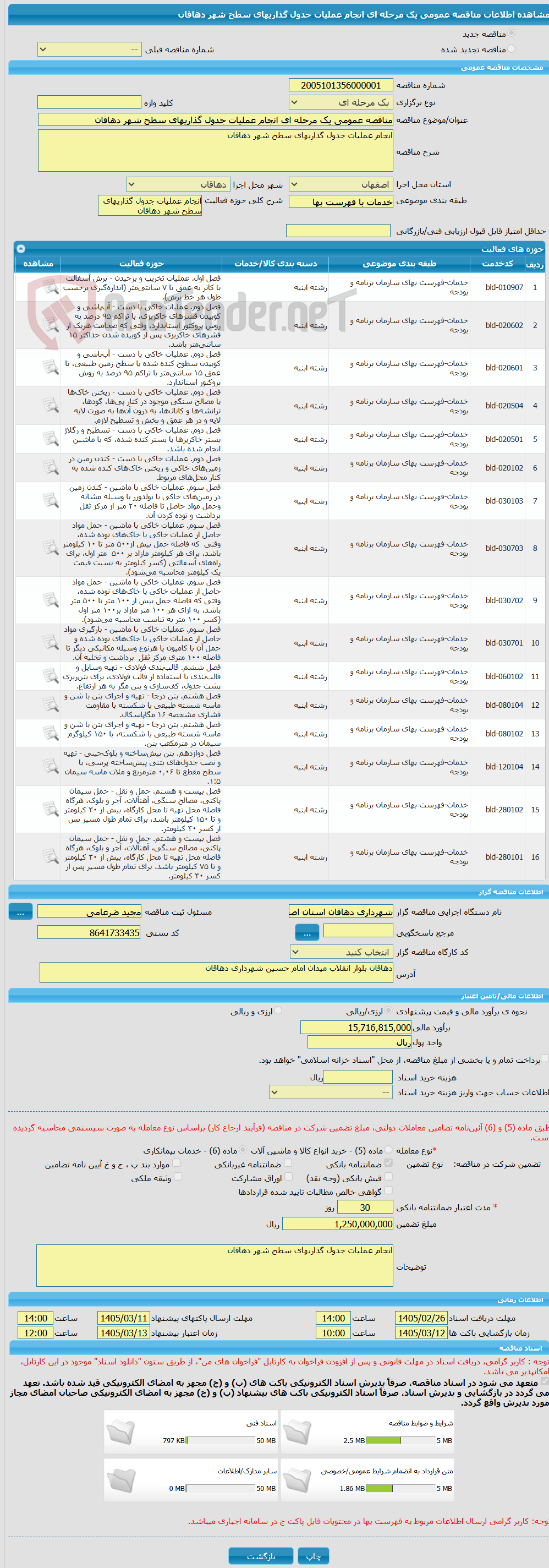 تصویر کوچک آگهی مناقصه عمومی یک مرحله ای انجام عملیات جدول گذاریهای سطح شهر دهاقان 