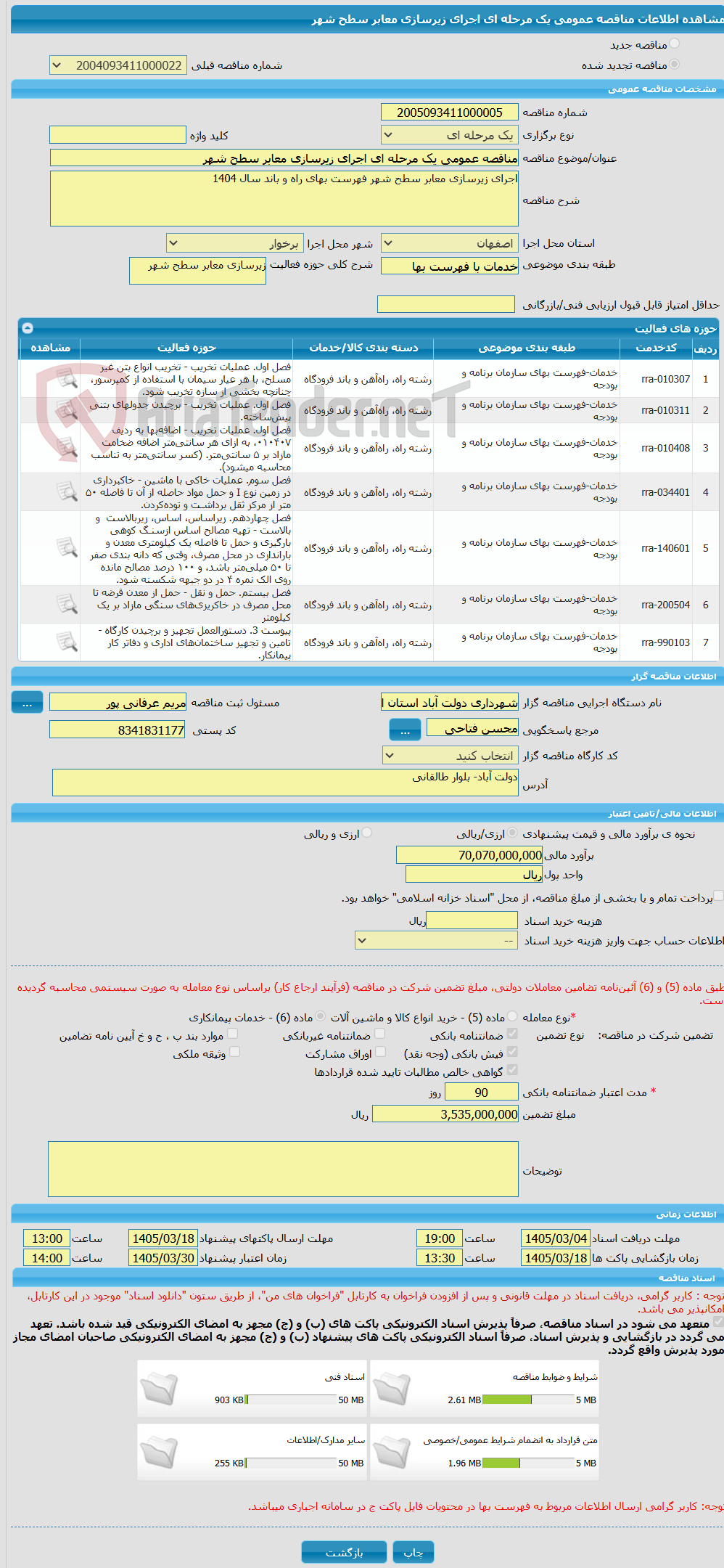 تصویر کوچک آگهی مناقصه عمومی یک مرحله ای اجرای زیرسازی معابر سطح شهر 