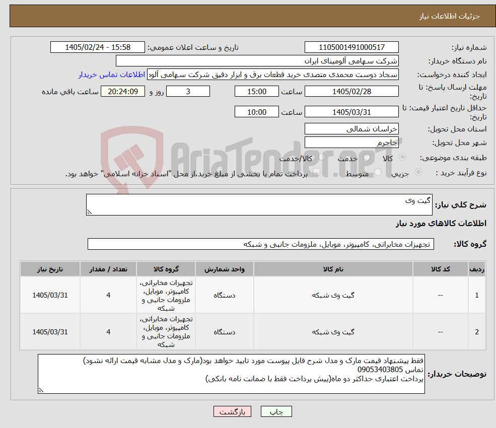 تصویر کوچک آگهی نیاز کالا-گیت وی