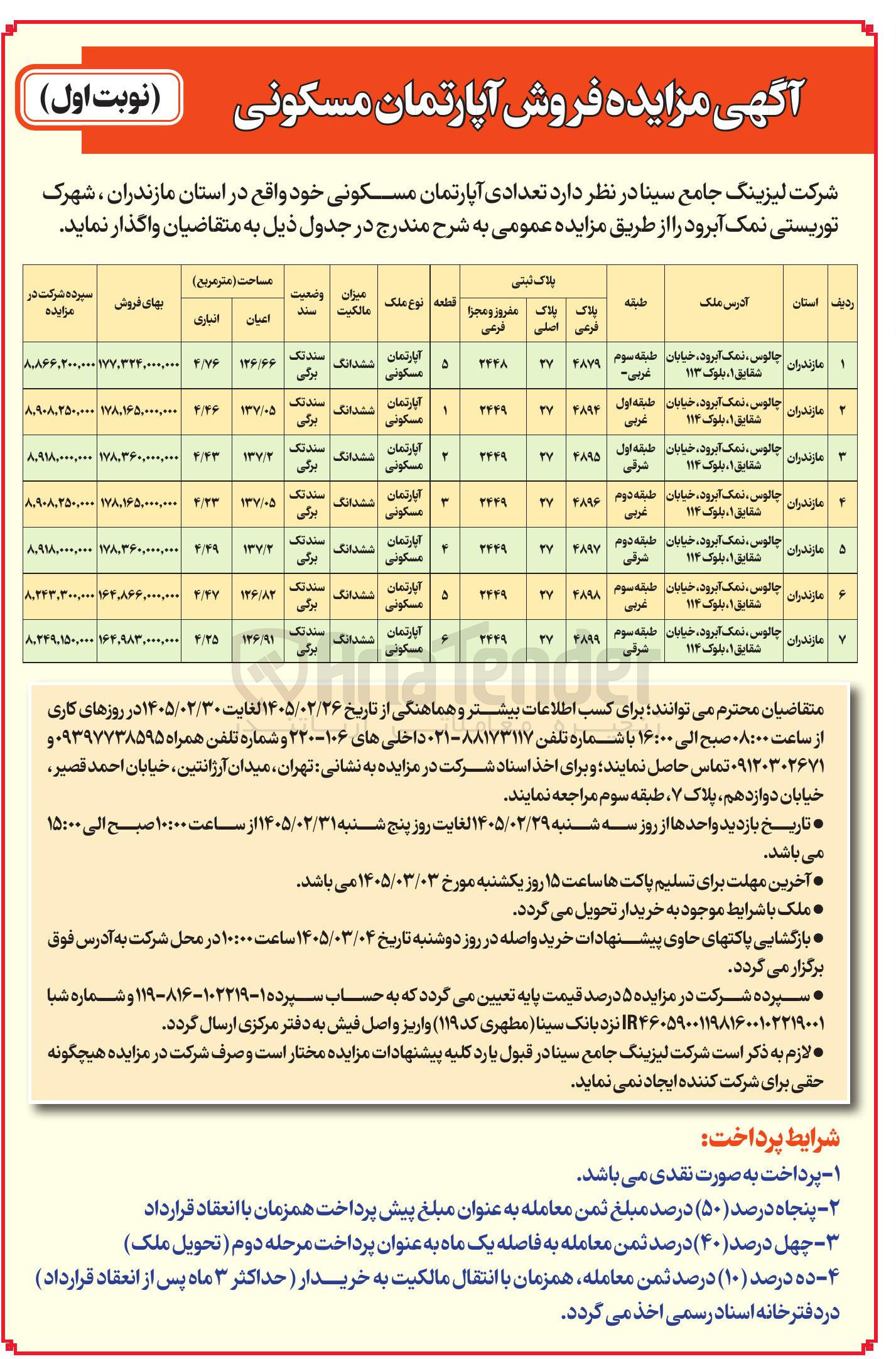 تصویر کوچک آگهی فروش تعدادی آپارتمان مسکونی