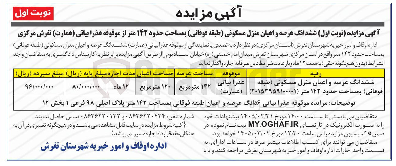 تصویر کوچک آگهی اجاره ششدانگ عرصه و اعیان منزل مسکونی (طبقه فوقانی)