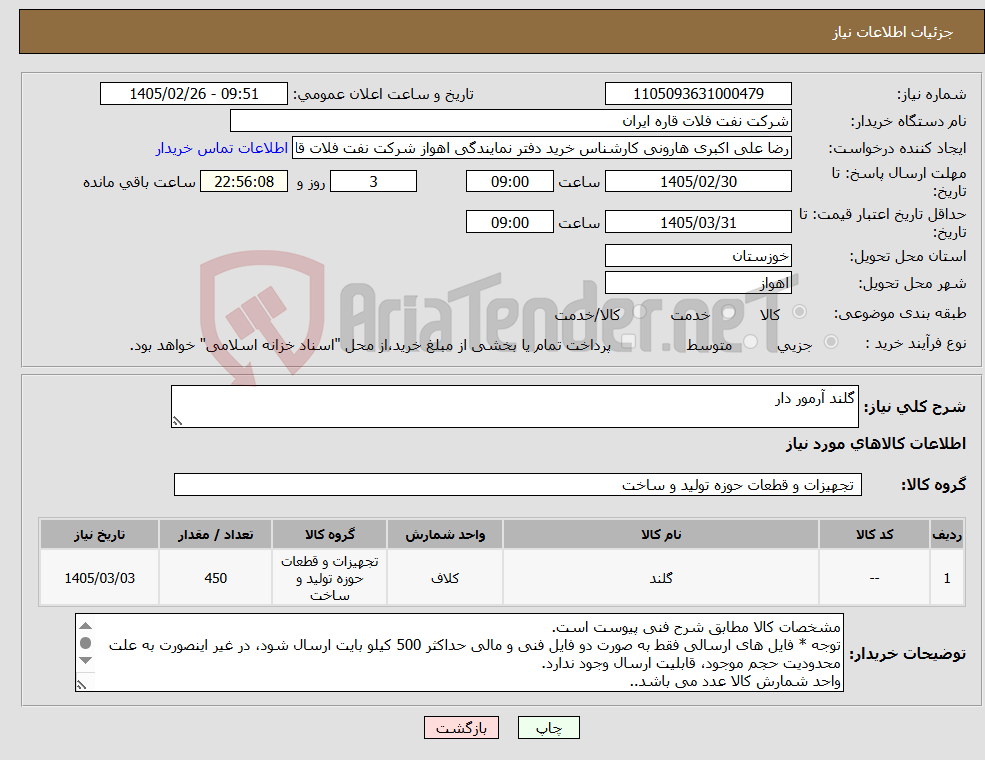 تصویر کوچک آگهی نیاز کالا-گلند آرمور دار