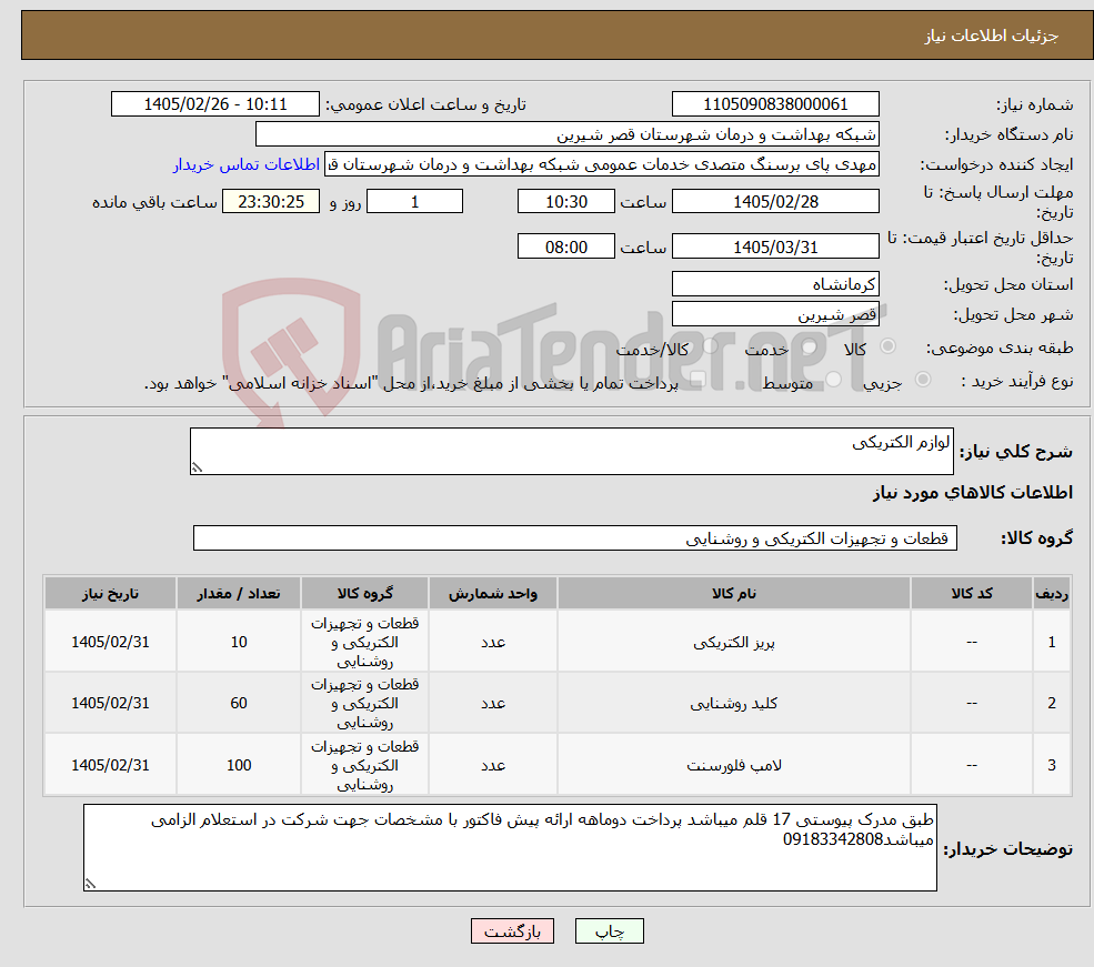 تصویر کوچک آگهی نیاز کالا-لوازم الکتریکی