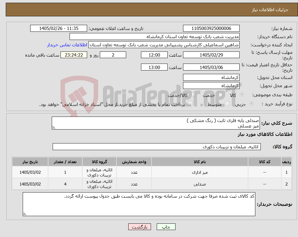 تصویر کوچک آگهی نیاز کالا-صندلی پایه فلزی ثابت ( رنگ مشکی ) میز عسلی
