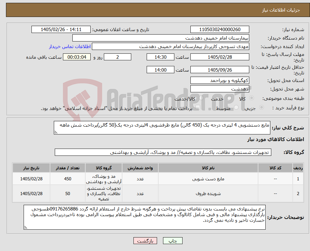 تصویر کوچک آگهی نیاز کالا-مایع دستشویی 4 لیتری درجه یک (450 گالن) مایع ظرفشویی 4لیتری درجه یک(50 گالن)پرداخت شش ماهه