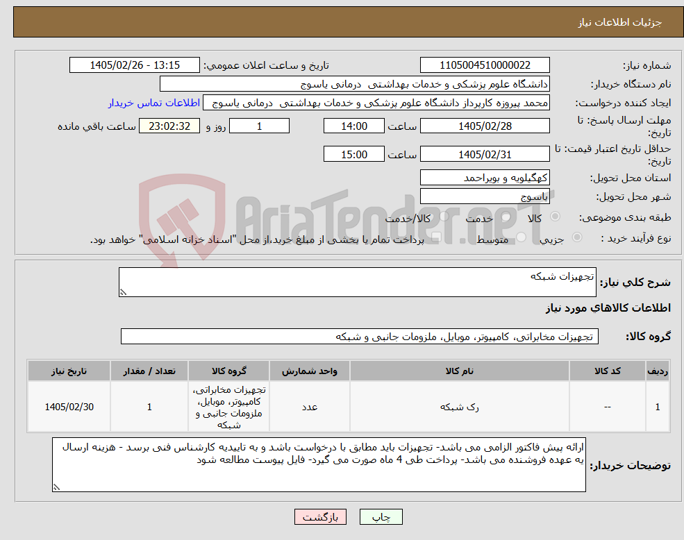 تصویر کوچک آگهی نیاز کالا-تجهیزات شبکه