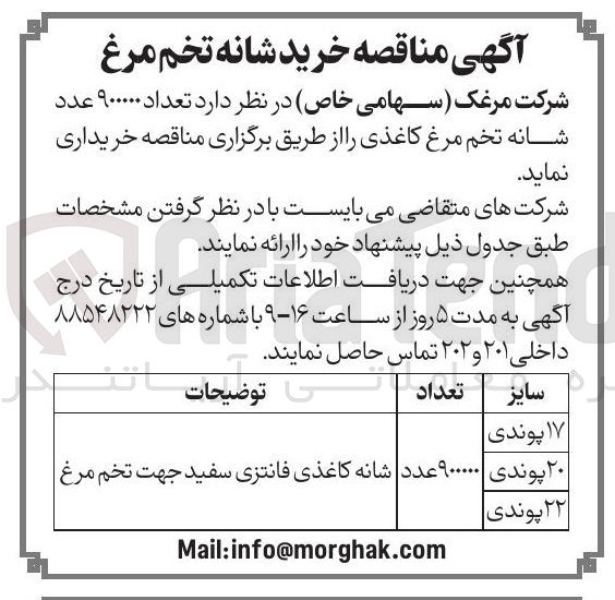 تصویر کوچک آگهی خرید تعداد ۹۰۰۰۰۰ عدد شانه تخم مرغ کاغذی