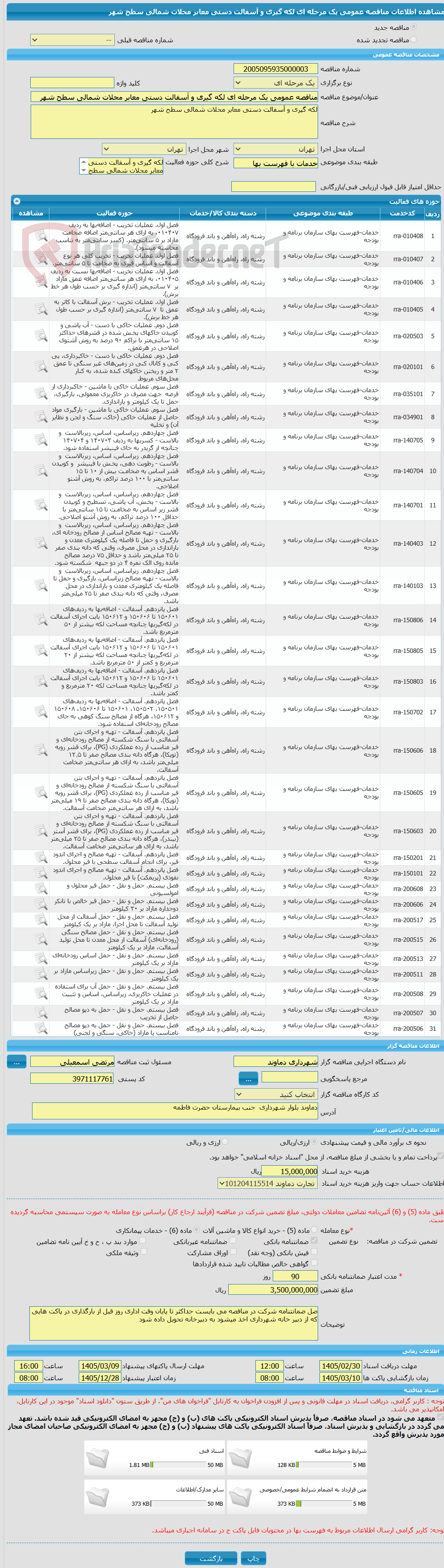تصویر کوچک آگهی مناقصه عمومی یک مرحله ای لکه گیری و آسفالت دستی معابر محلات شمالی سطح شهر