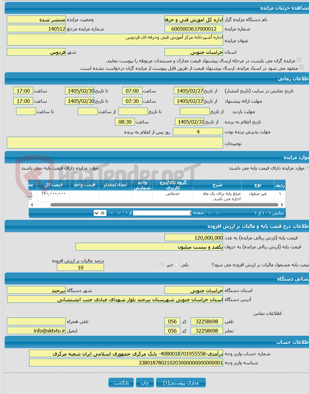 تصویر کوچک آگهی اجاره آشپزخانه مرکز آموزش فنی وحرفه ای فردوس