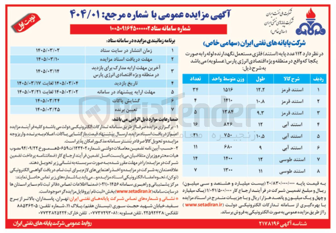 تصویر کوچک آگهی فروش ۱۱۲ عدد پایه (استند) فلزی مستعمل نگهدارنده لوله