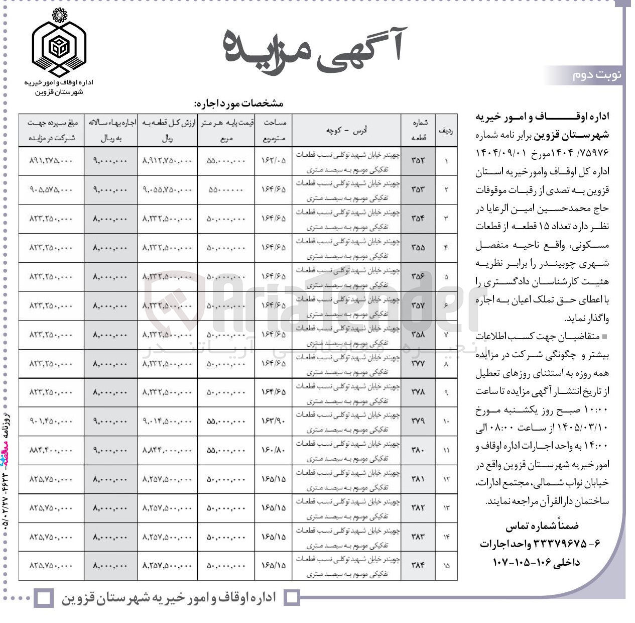 تصویر کوچک آگهی فروش تعداد ۱۵ قطعه از قطعات مسکونی