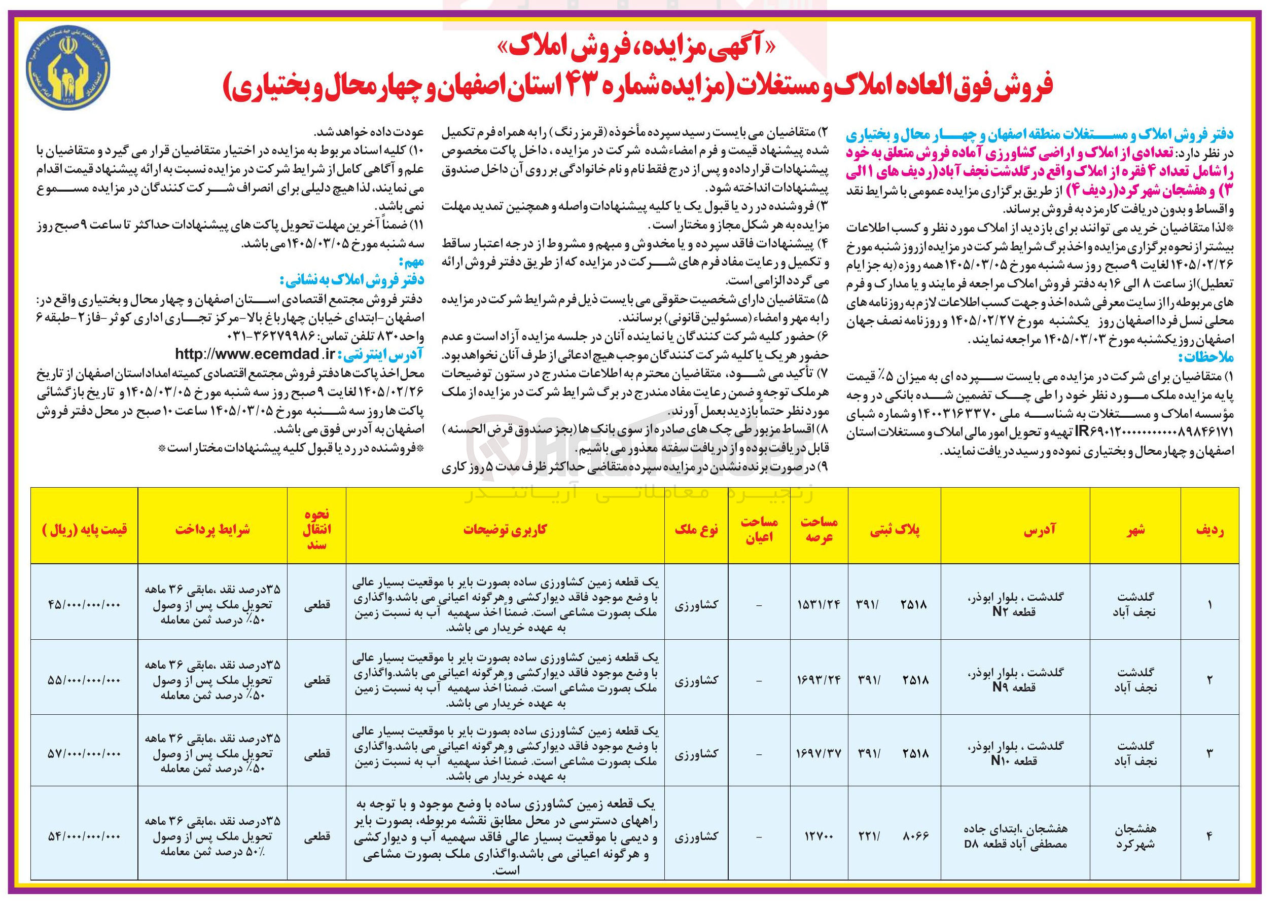 تصویر کوچک آگهی فروش تعدادی از املاک و اراضی کشاورزی آماده فروش