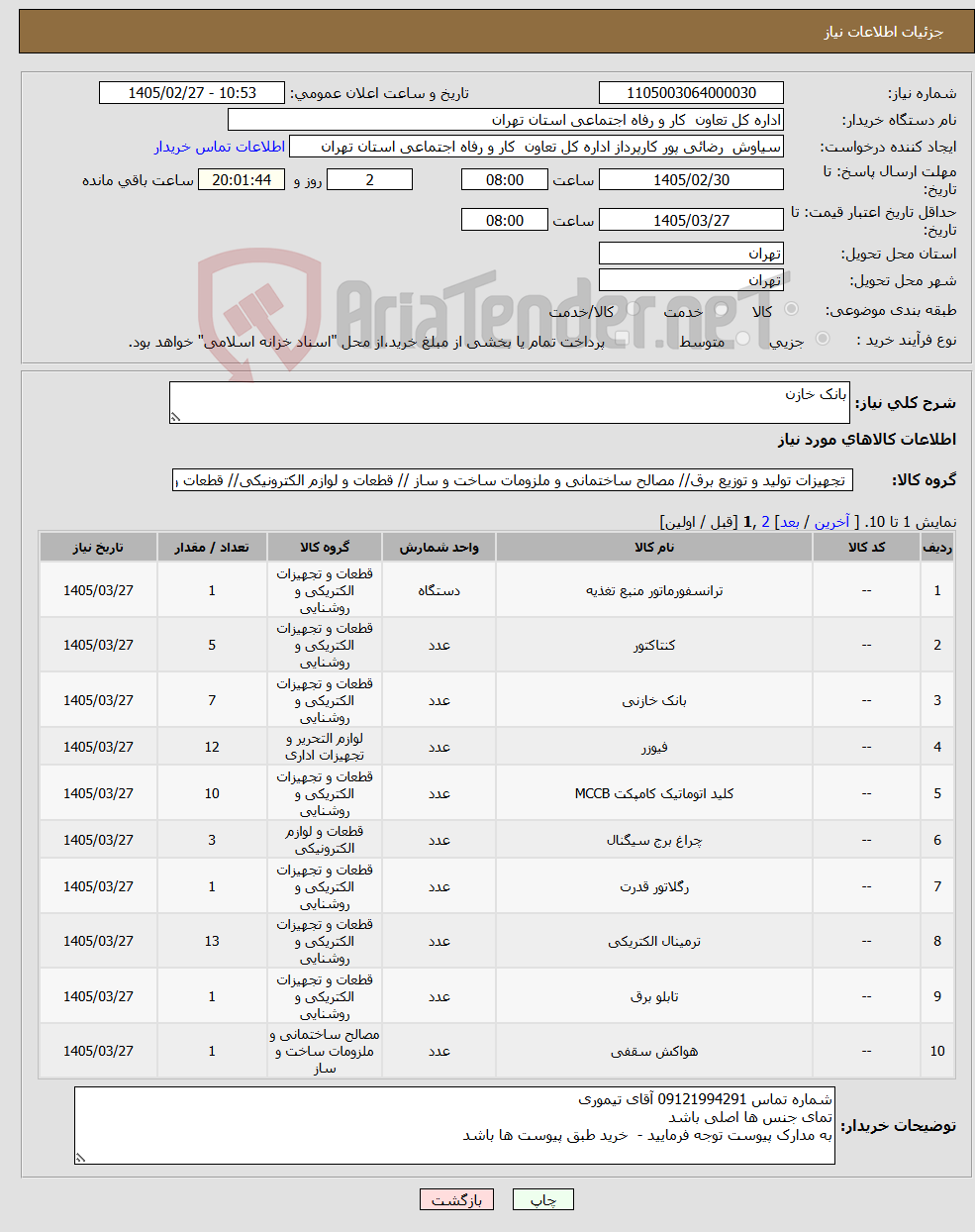 تصویر کوچک آگهی نیاز کالا-بانک خازن 
