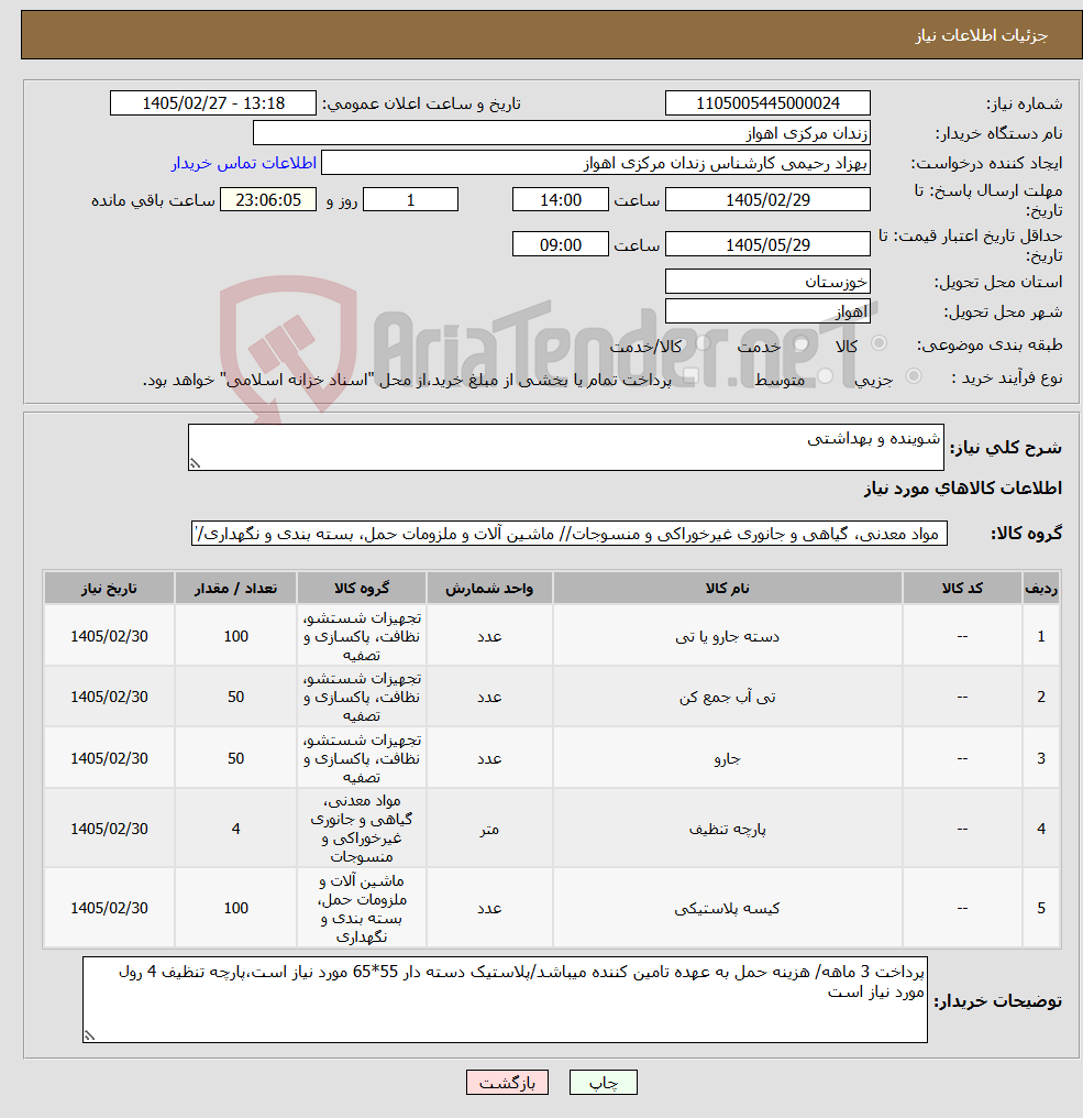 تصویر کوچک آگهی نیاز کالا-شوینده و بهداشتی
