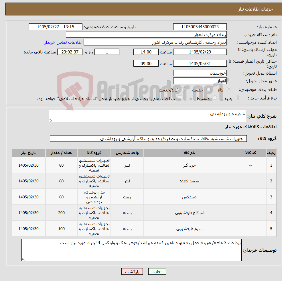تصویر کوچک آگهی نیاز کالا-شوینده و بهداشتی