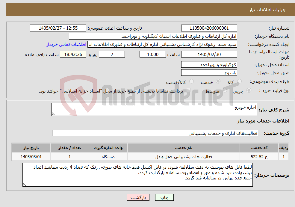 تصویر کوچک آگهی نیاز خدمات-اجاره خودرو 