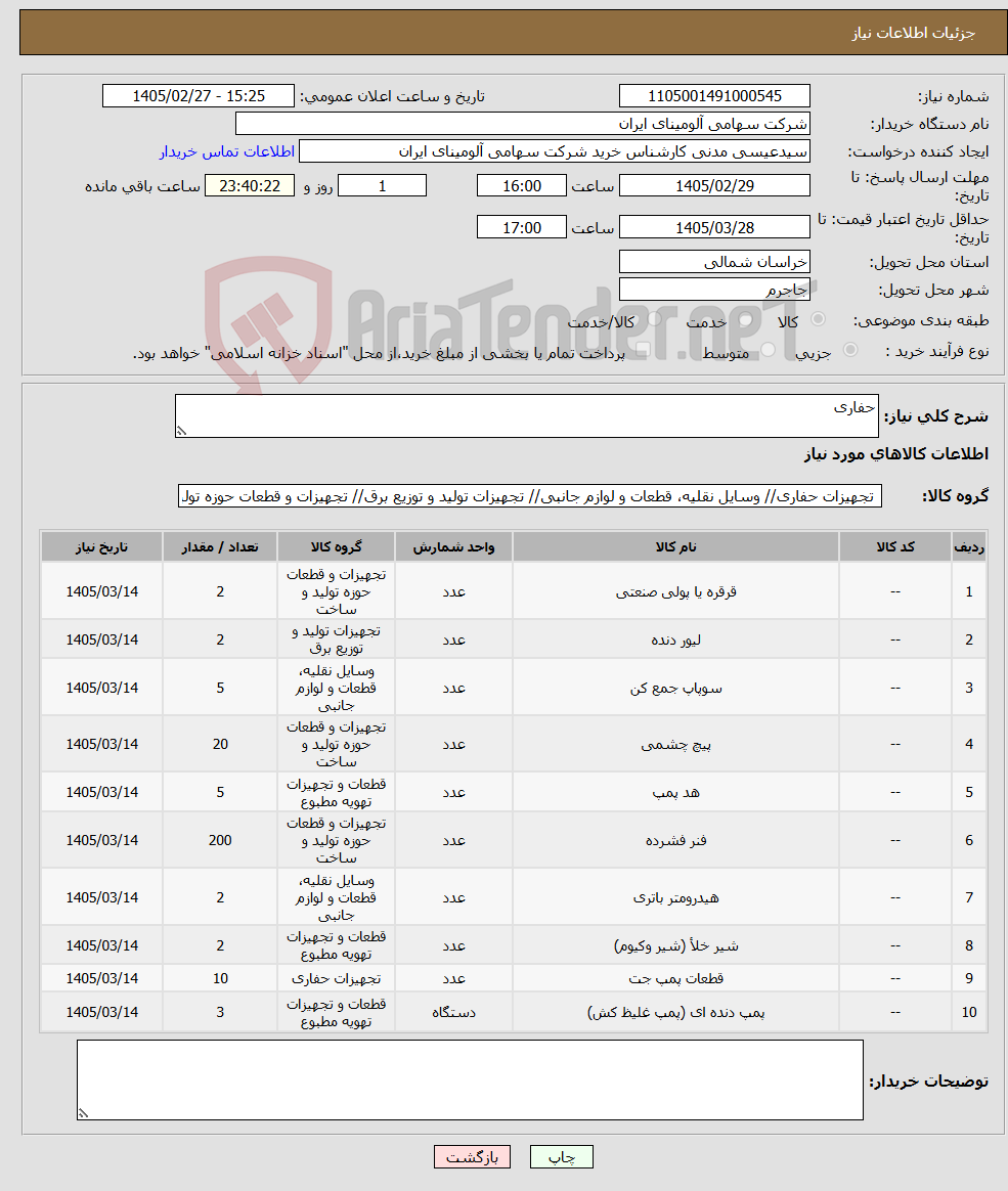 تصویر کوچک آگهی نیاز کالا-حفاری