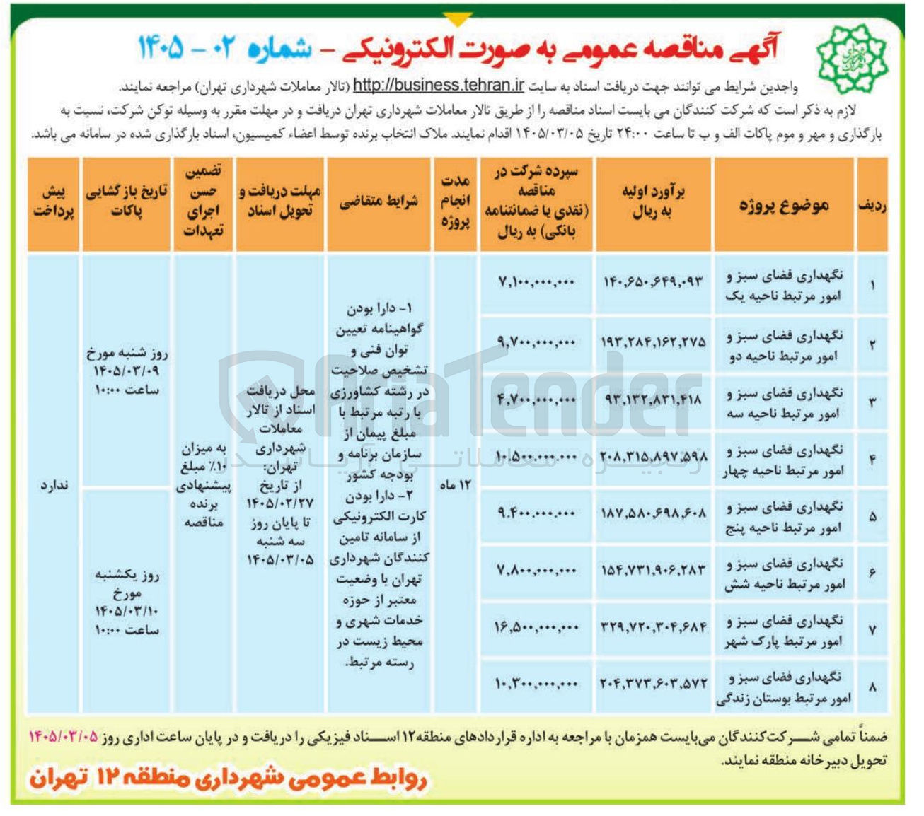 تصویر کوچک آگهی نگهداری فضای سبز و امور مرتبط 