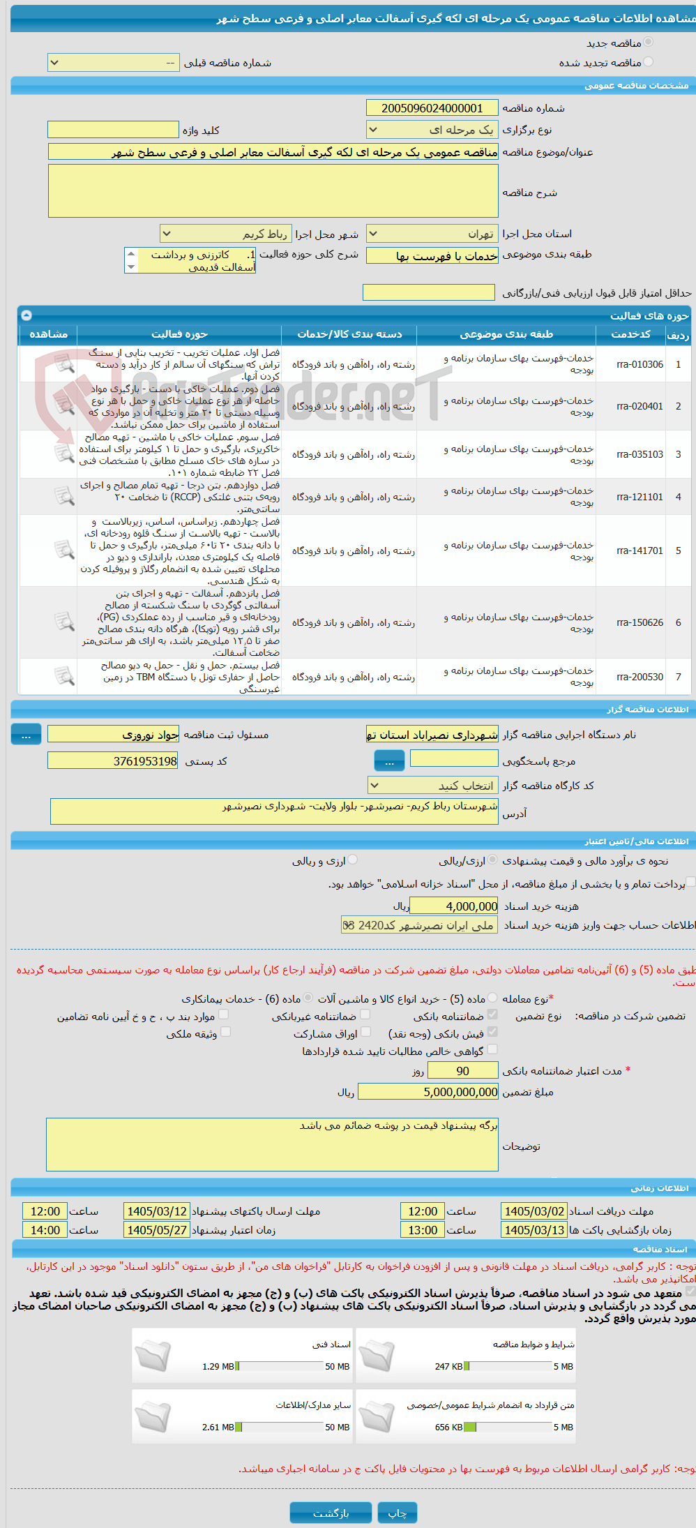 تصویر کوچک آگهی مناقصه عمومی یک مرحله ای لکه گیری آسفالت معابر اصلی و فرعی سطح شهر