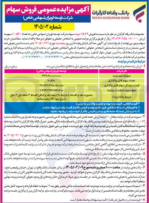 تصویر کوچک آگهی فروش سهام