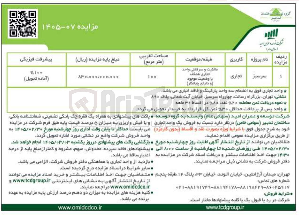 تصویر کوچک آگهی فروش یک واحد تجاری