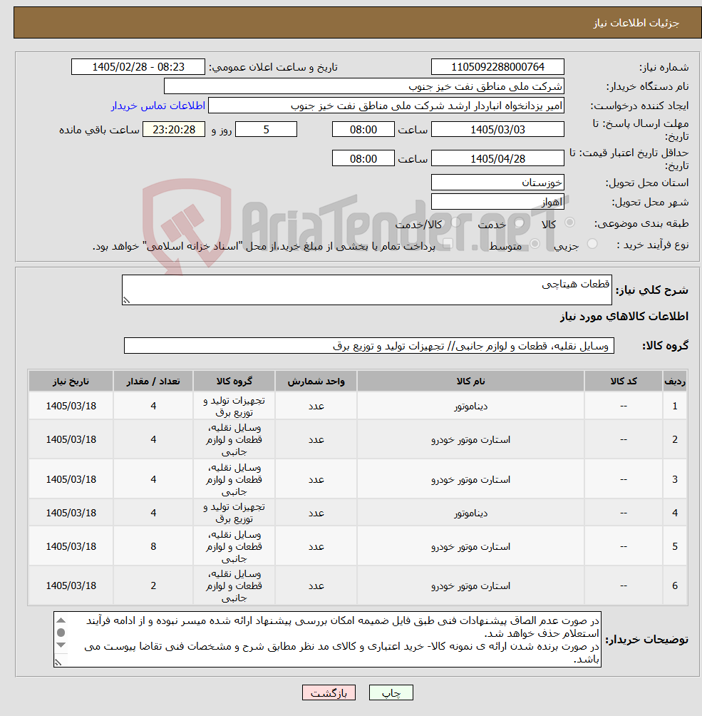 تصویر کوچک آگهی نیاز کالا-قطعات هیتاچی