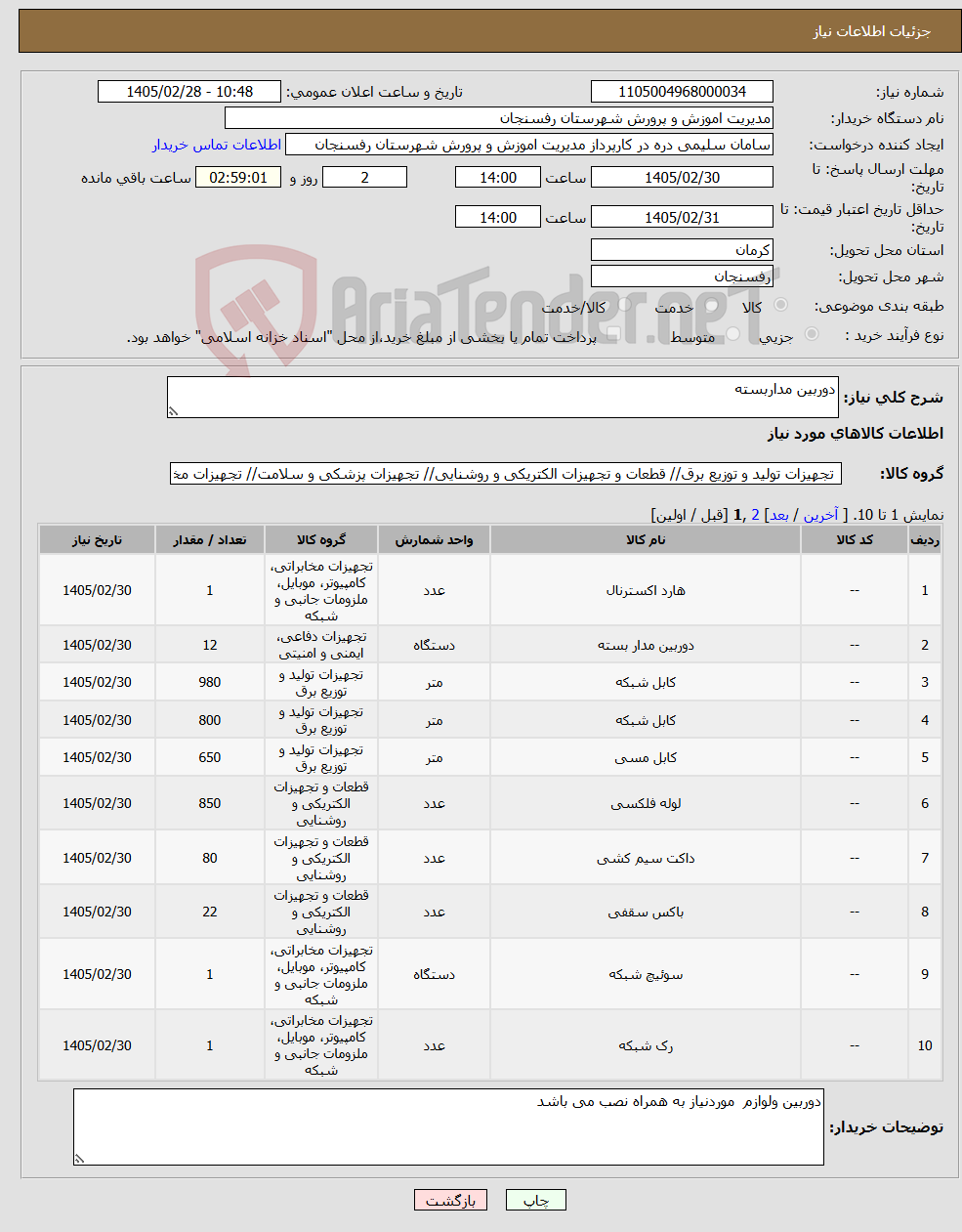 تصویر کوچک آگهی نیاز کالا-دوربین مداربسته 