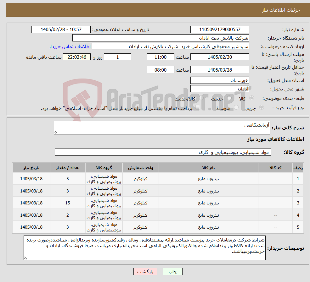 تصویر کوچک آگهی نیاز کالا-آزمایشگاهی