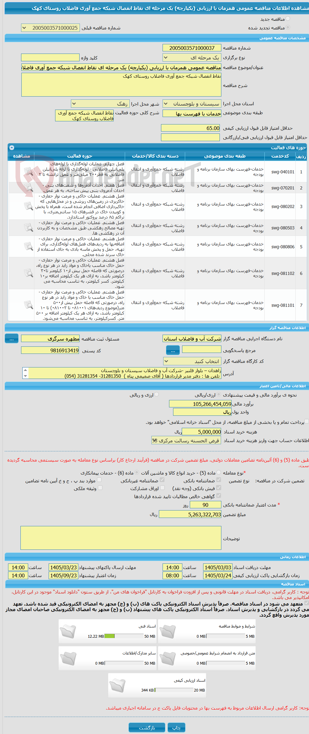 تصویر کوچک آگهی مناقصه عمومی همزمان با ارزیابی (یکپارچه) یک مرحله ای نقاط انفصال شبکه جمع آوری فاضلاب روستای کهک