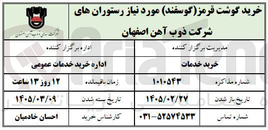 تصویر کوچک آگهی خرید گوشت قرمز گوسفند مورد نیاز رستوران ها