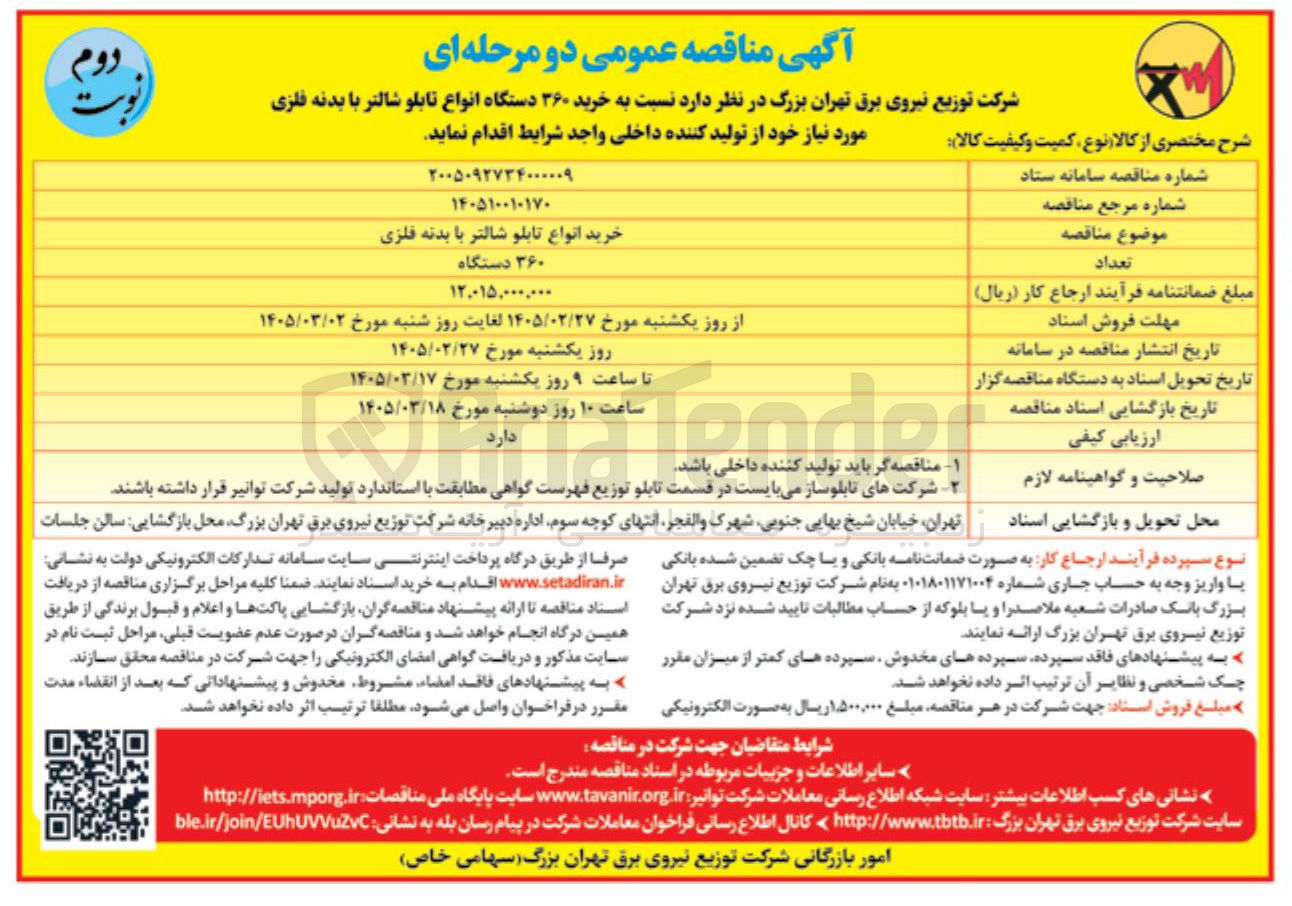 تصویر کوچک آگهی خرید ۳۶۰ دستگاه انواع تابلو شالتر با بدنه فلزی 