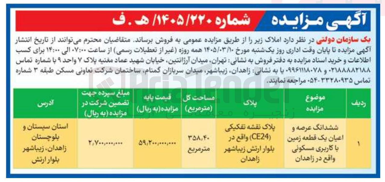 تصویر کوچک آگهی فروش ششدانگ عرصه و اعیان یک قطعه زمین با کاربری مسکونی