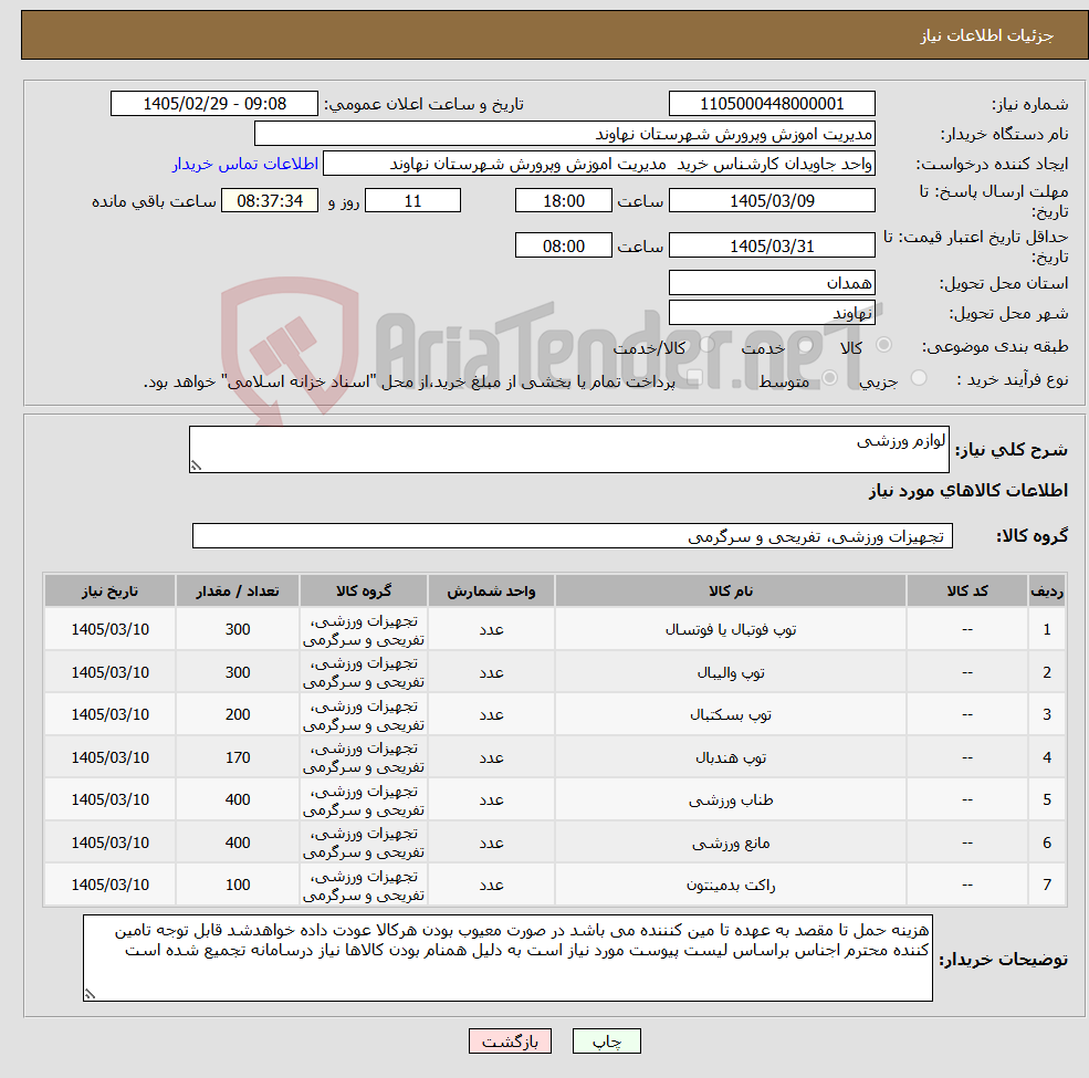 تصویر کوچک آگهی نیاز کالا-لوازم ورزشی