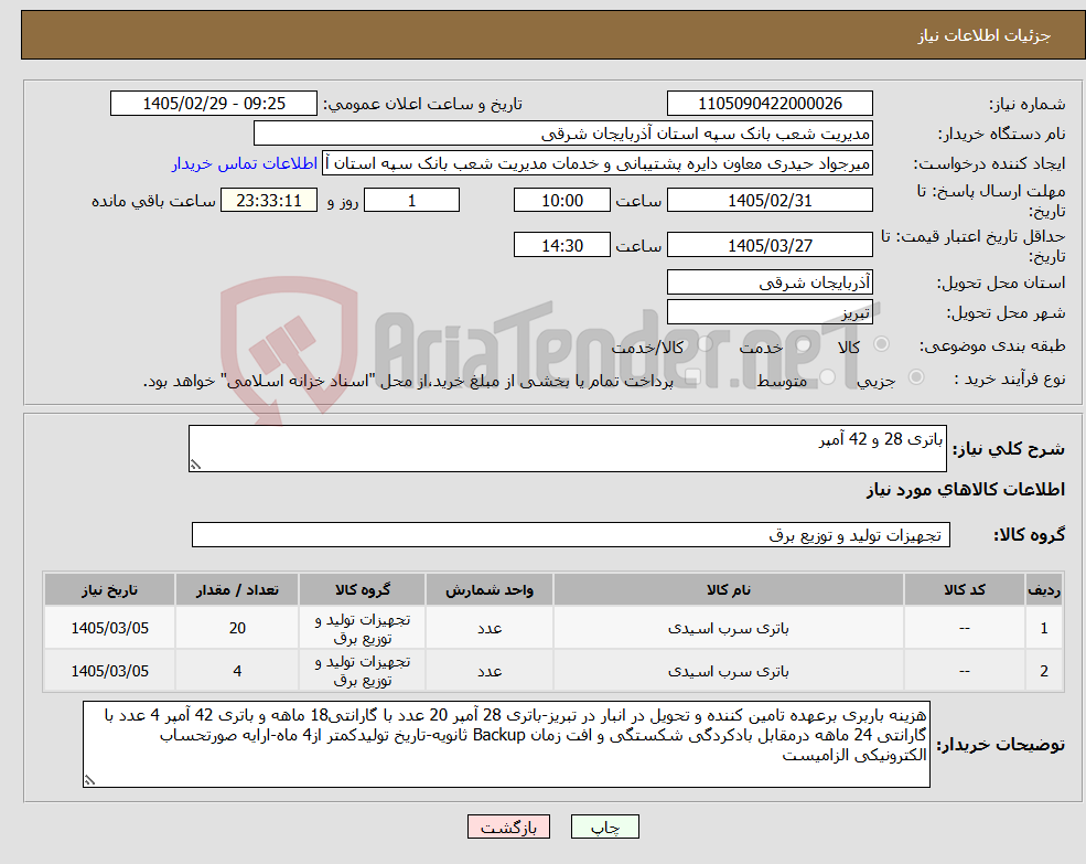 تصویر کوچک آگهی نیاز کالا-باتری 28 و 42 آمپر