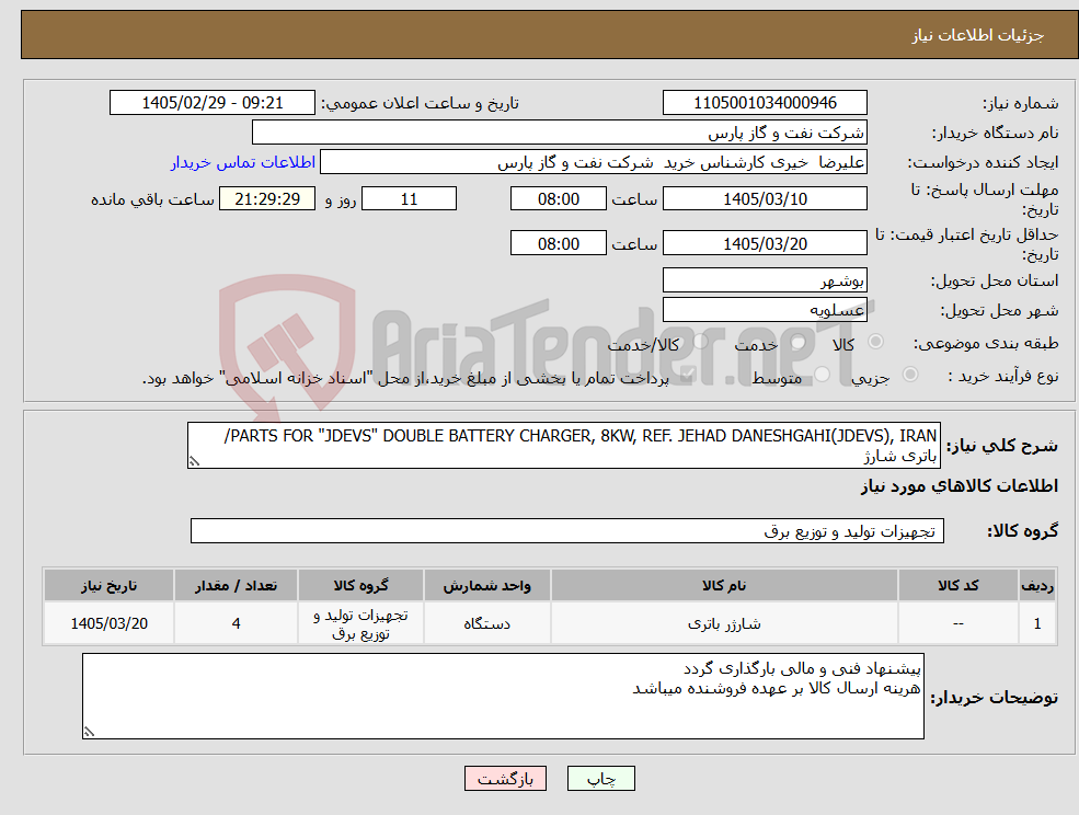 تصویر کوچک آگهی نیاز کالا-PARTS FOR "JDEVS" DOUBLE BATTERY CHARGER, 8KW, REF. JEHAD DANESHGAHI(JDEVS), IRAN/باتری شارژ 
