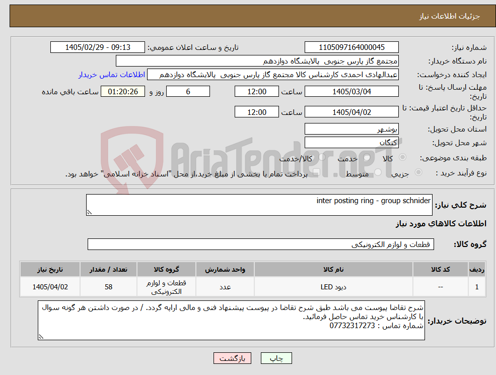 تصویر کوچک آگهی نیاز کالا-inter posting ring - group schnider