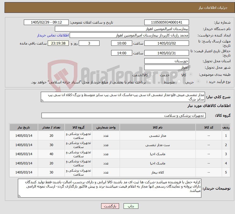 تصویر کوچک آگهی نیاز کالا-مدار تنفسی مینی فلو-مدار تنفسی ان سی پپ-ماسک ان سی پپ سایز متوسط و بزرگ-کلاه ان سی پپ سایز بزرگ