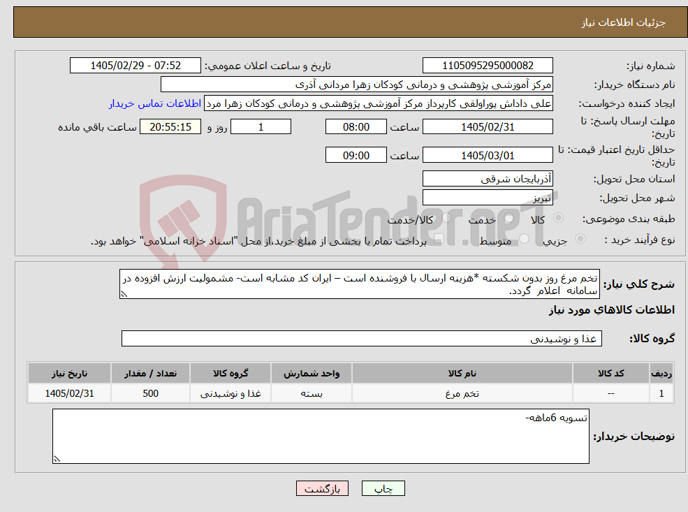 تصویر کوچک آگهی نیاز کالا-تخم مرغ روز بدون شکسته *هزینه ارسال با فروشنده است – ایران کد مشابه است- مشمولیت ارزش افزوده در سامانه اعلام گردد.