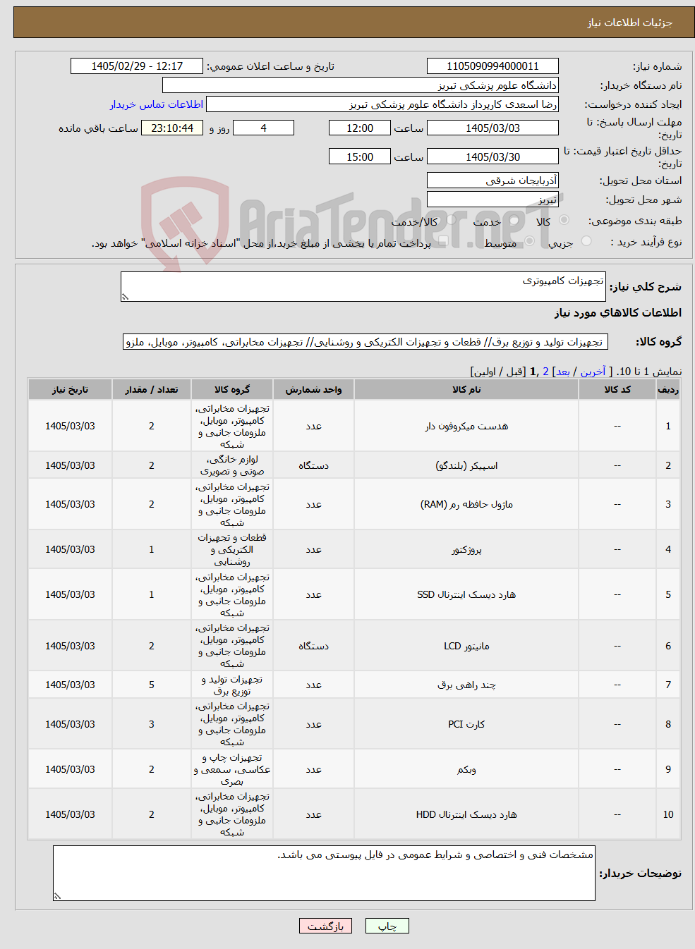 تصویر کوچک آگهی نیاز کالا-تجهیزات کامپیوتری