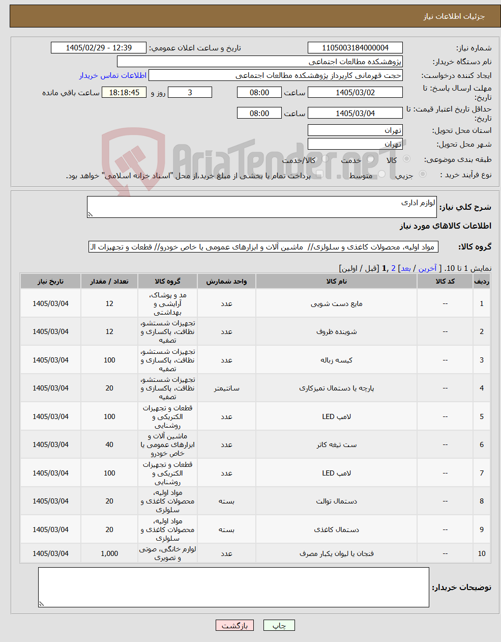 تصویر کوچک آگهی نیاز کالا-لوازم اداری