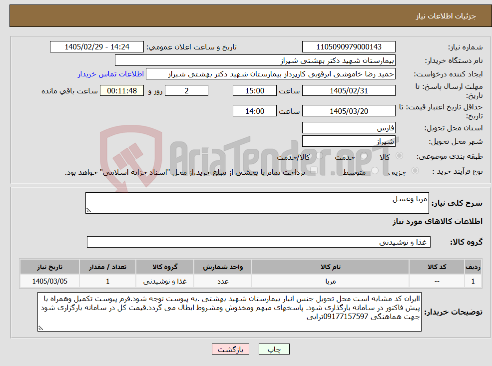 تصویر کوچک آگهی نیاز کالا-مربا وعسل