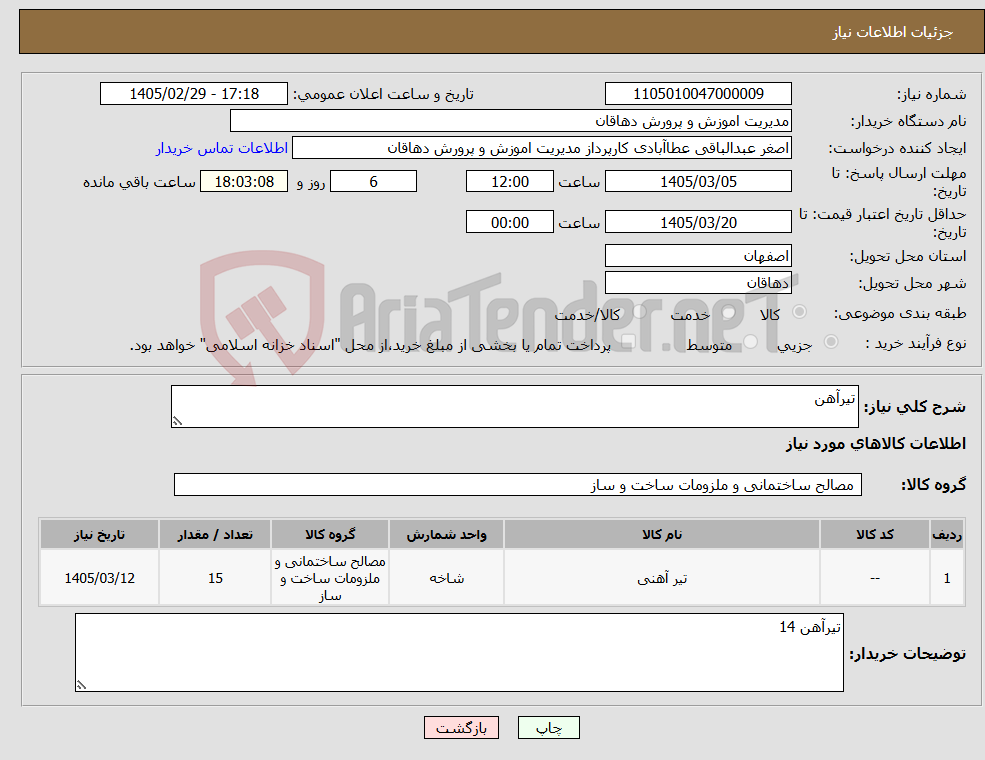 تصویر کوچک آگهی نیاز کالا-تیرآهن