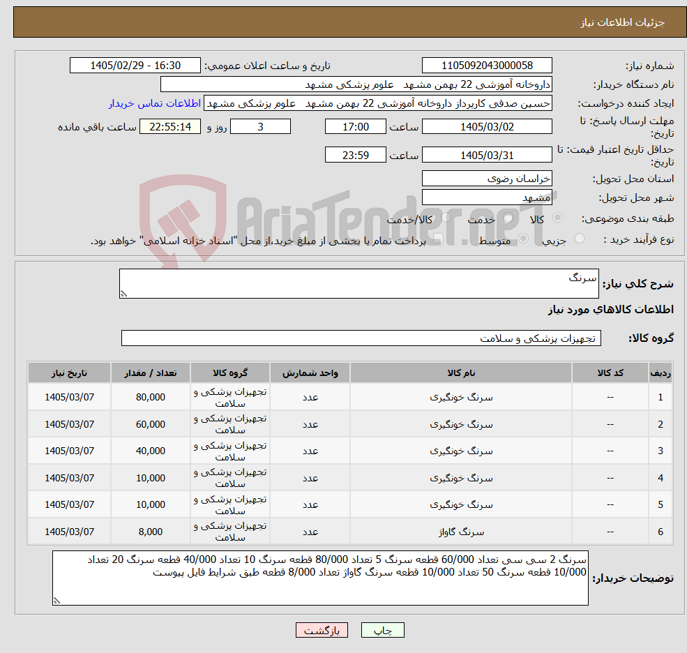 تصویر کوچک آگهی نیاز کالا-سرنگ