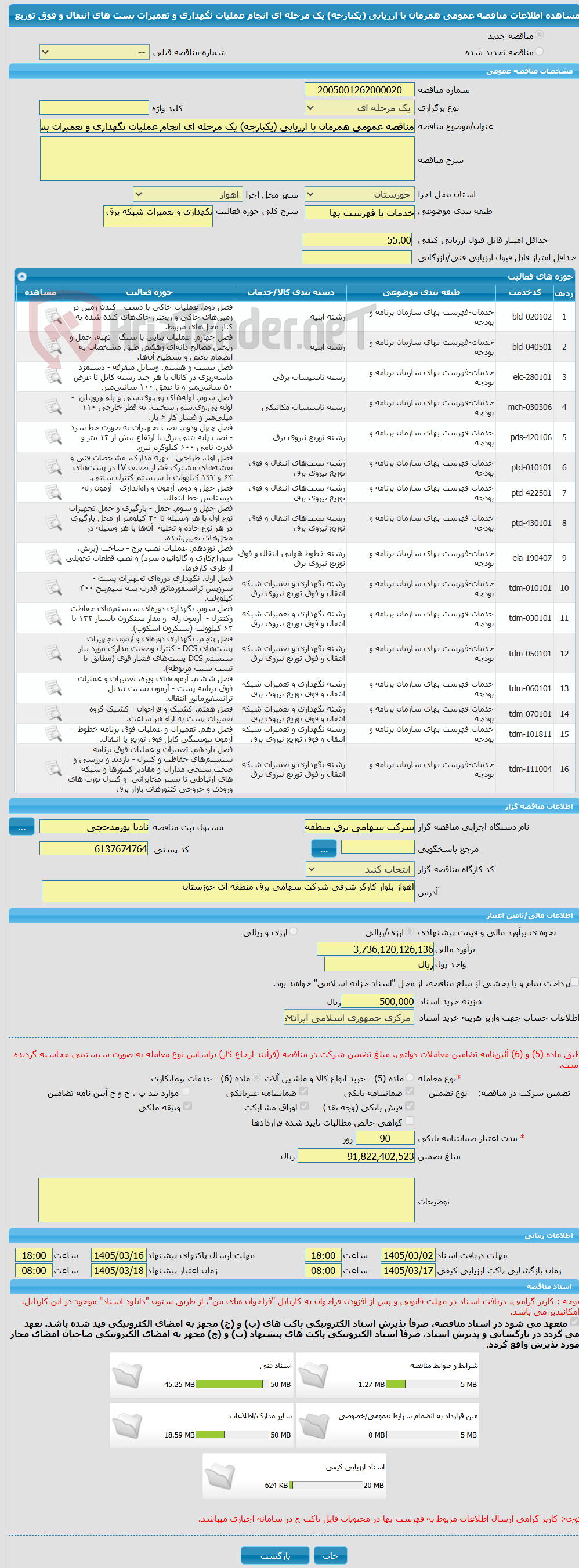 تصویر کوچک آگهی مناقصه عمومی همزمان با ارزیابی (یکپارچه) یک مرحله ای انجام عملیات نگهداری و تعمیرات پست های انتقال و فوق توزیع