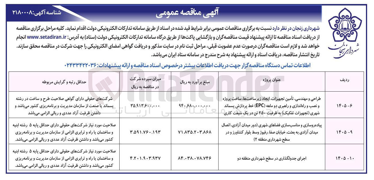 تصویر کوچک آگهی اجرای جدولگذاری