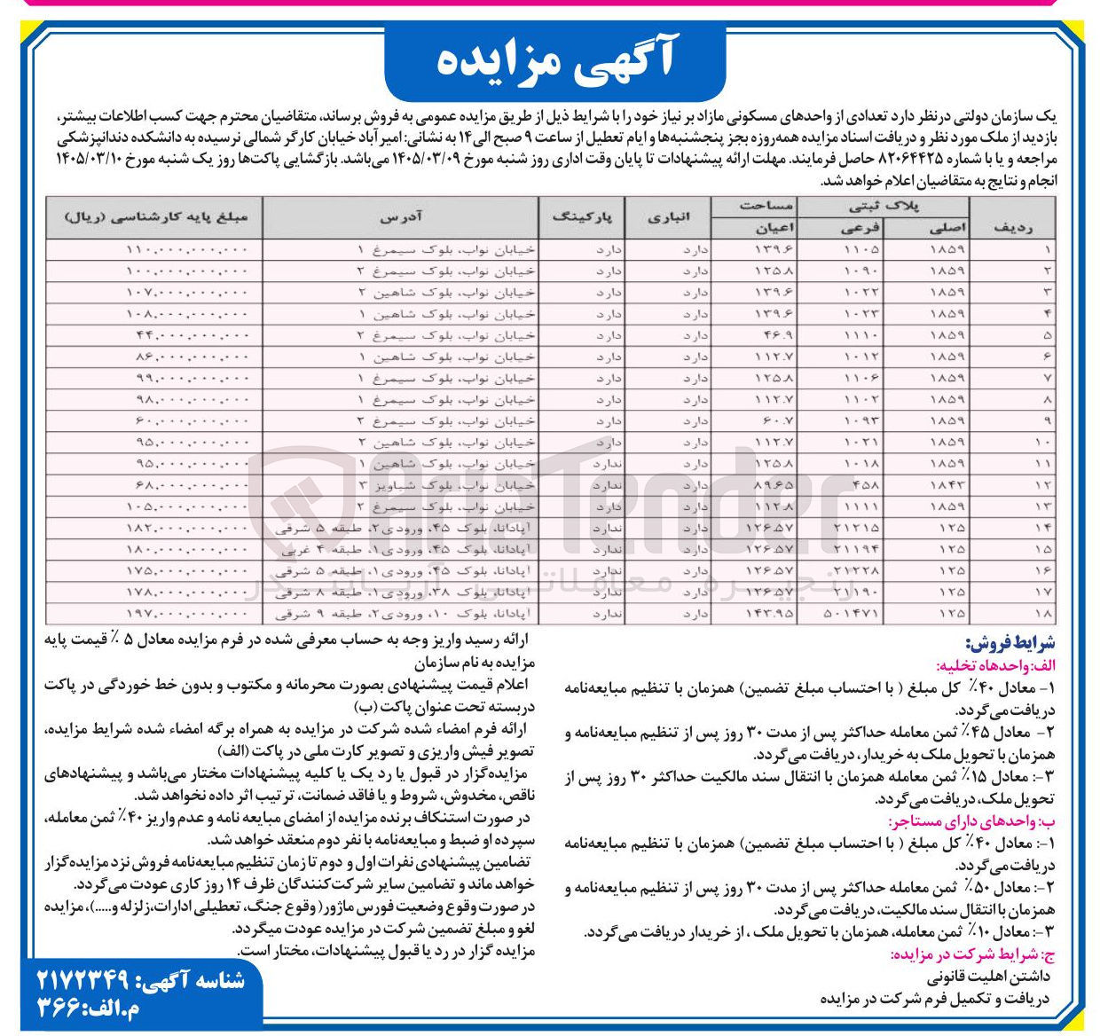تصویر کوچک آگهی فروش تعدادی از واحدهای مسکونی